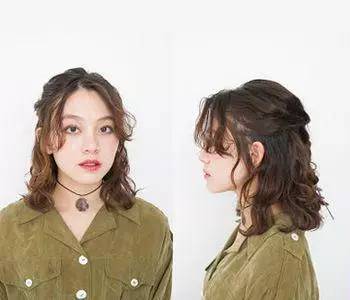 烫发后怎样扎头发好看,短烫发没有刘海怎么半扎头发好看