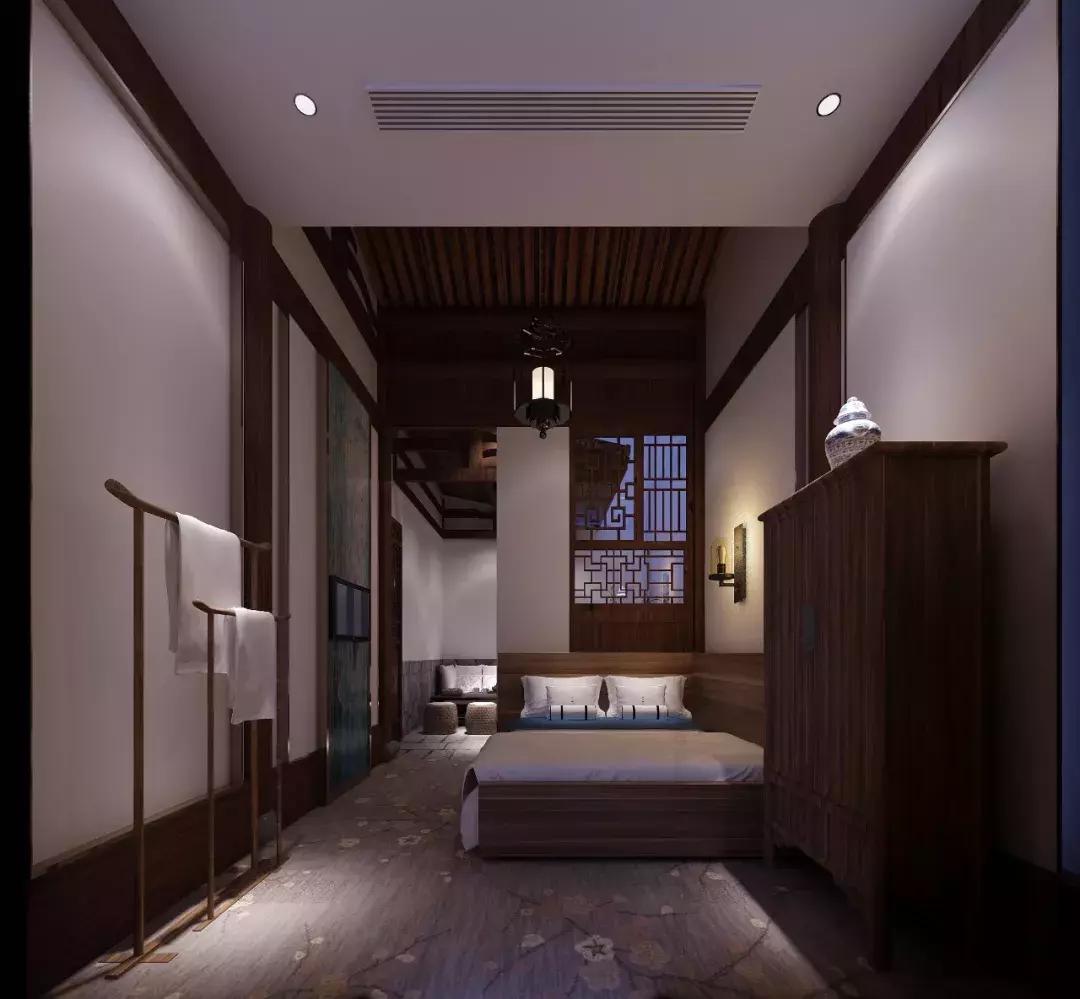 中式民宿效果图手绘,古风民宿正立面图设计图