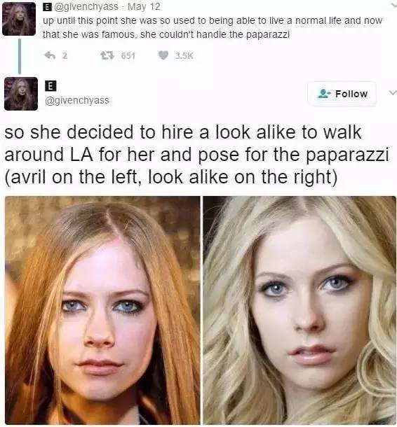 艾薇儿复出新歌,艾薇儿替身梅丽莎现状