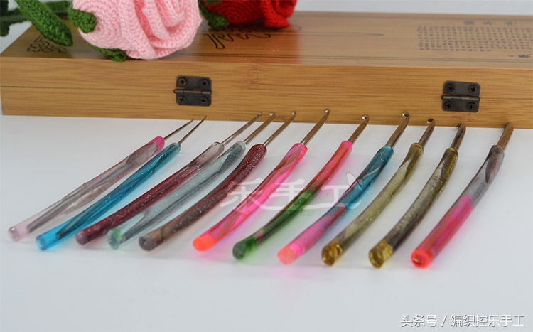 钩针滴胶手柄制作,手工diy粘钩
