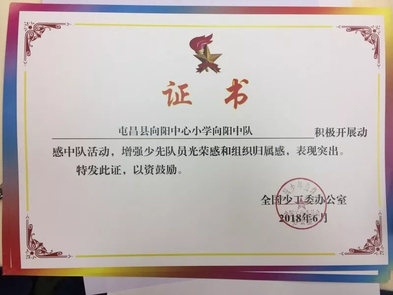 喜报全国优秀少先队集体,全市优秀少先队中队推荐表