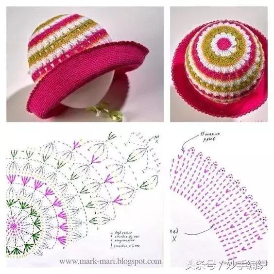 空心线钩太阳帽教程视频,空顶遮阳帽的钩法