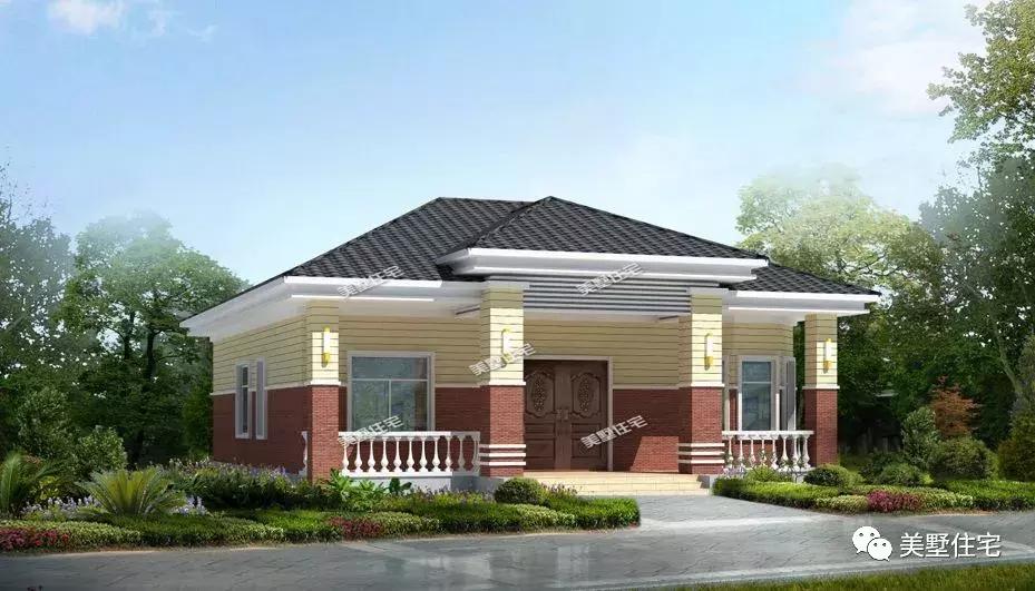 乡村别墅庭院一层带车库,乡村别墅带庭院花园