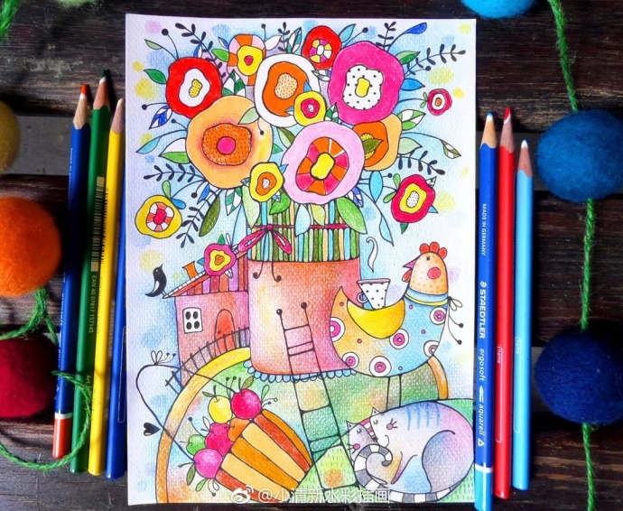 动物暖心卡通手绘插画,动物插画手绘背景图