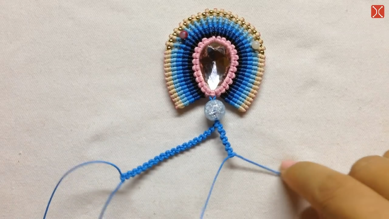 水晶编绳项链吊坠教程,水晶项链编织法带吊坠的