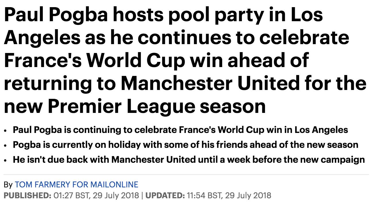 乐不思蜀！世界杯冠军博格巴办泳池party，光头美女抢镜