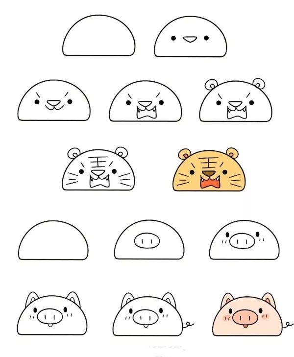 怎么画手帐简单又漂亮小动物,可爱的小动物简笔画手帐