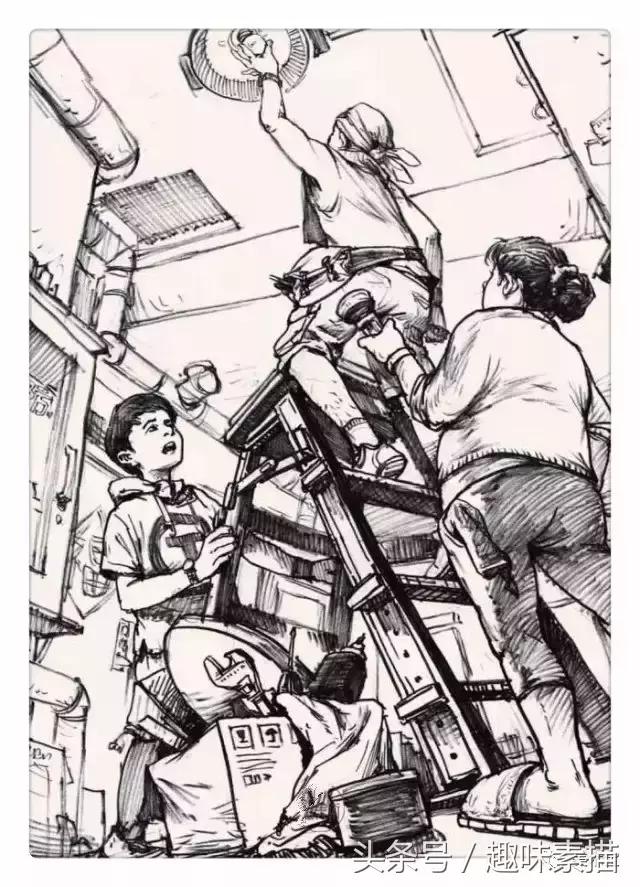 场景速写中的中心、构图、情节、动态、道具及背景的合理画法分析