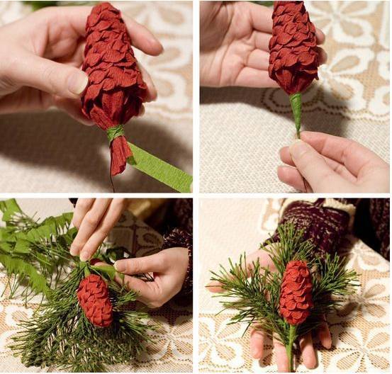 用松塔做的创意吊饰,松塔加树枝创意手工吊饰