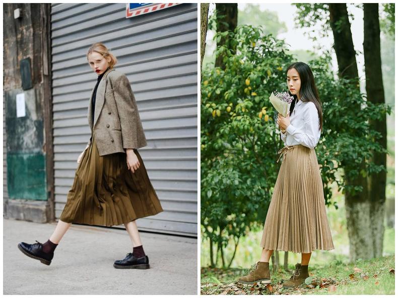 百褶裙层次感,百褶结合的裙子