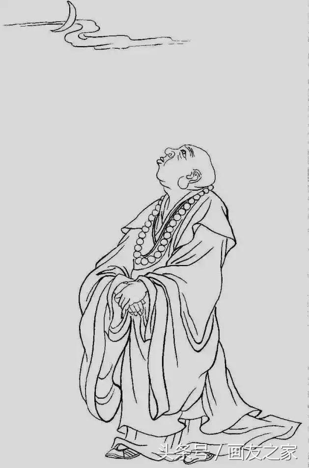 工笔画底稿十八罗汉图,工笔画罗汉图小作品