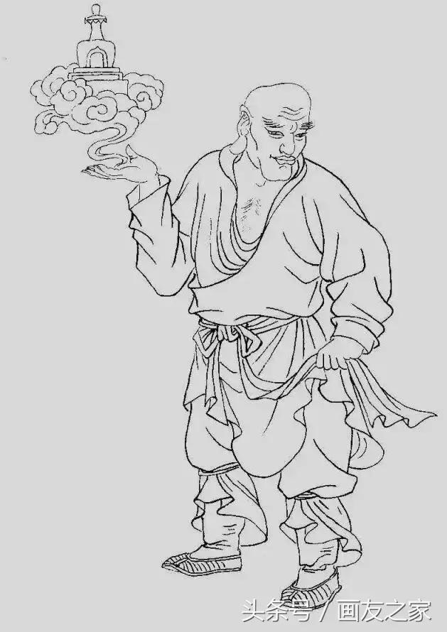 工笔画底稿十八罗汉图,工笔画罗汉图小作品