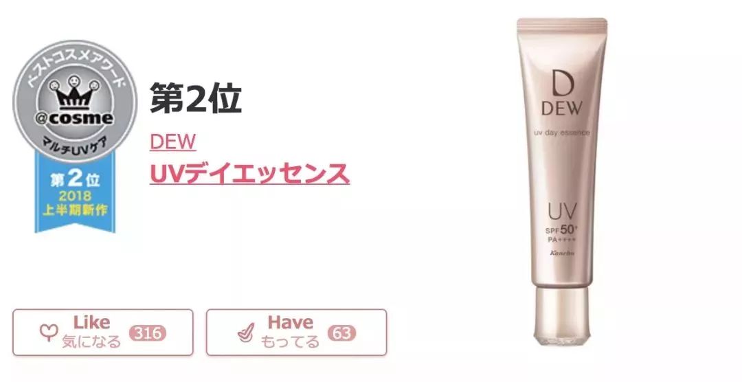 2018日本cosme美容大赏榜单,2020年日本cosme大赏排名