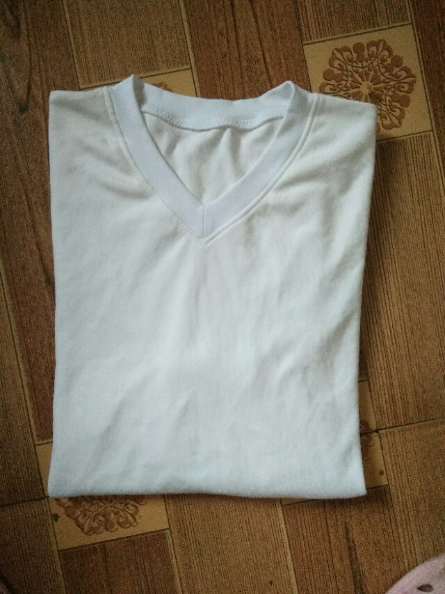 做给暖爸的白色V领长T，附多个男装裁剪图