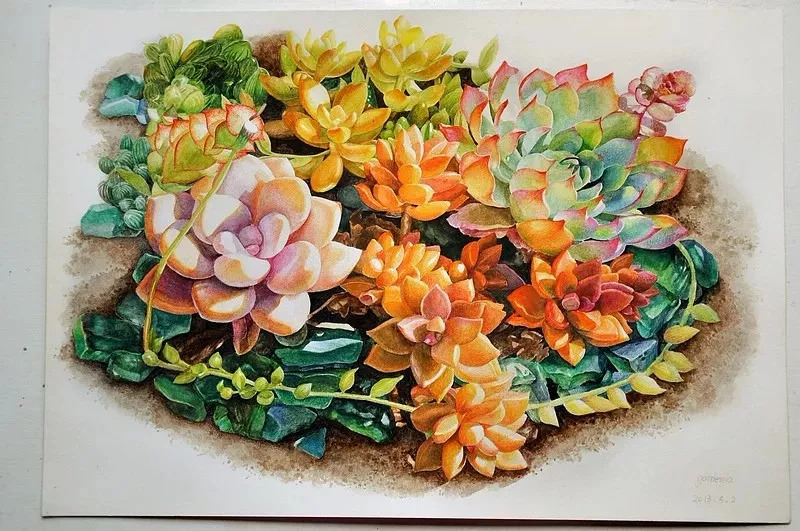 她画的超写实水彩花卉美到窒息,让人惊艳的水彩画