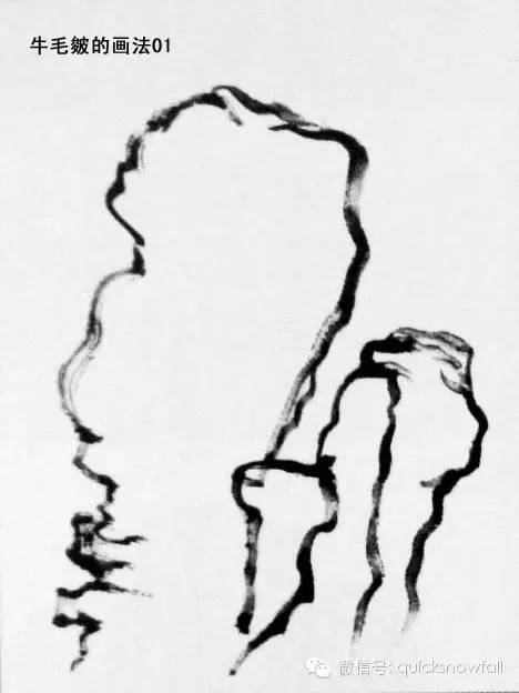 山水画斧劈皴山石画法,阿金山水画技法山石画法