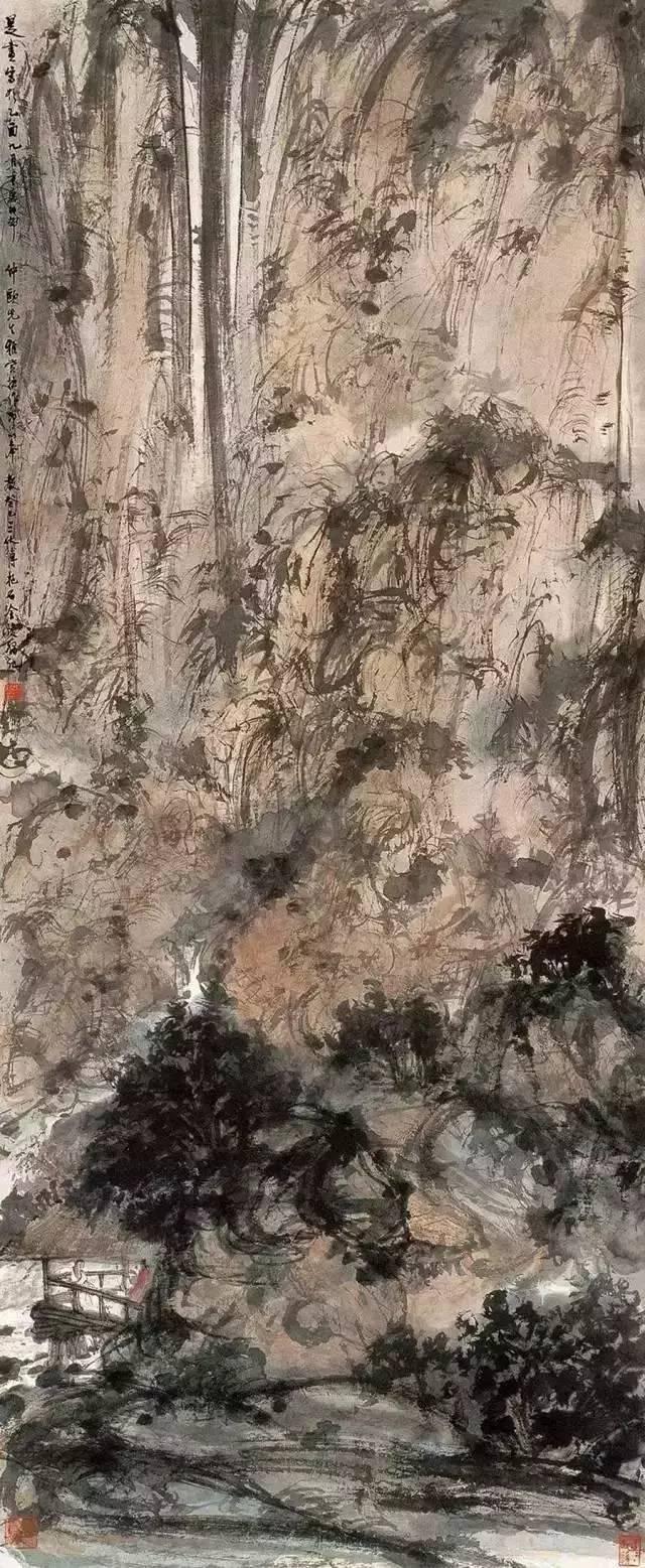 傅抱石创作国画天女散花图,傅抱石的国画作品《一望大江开》