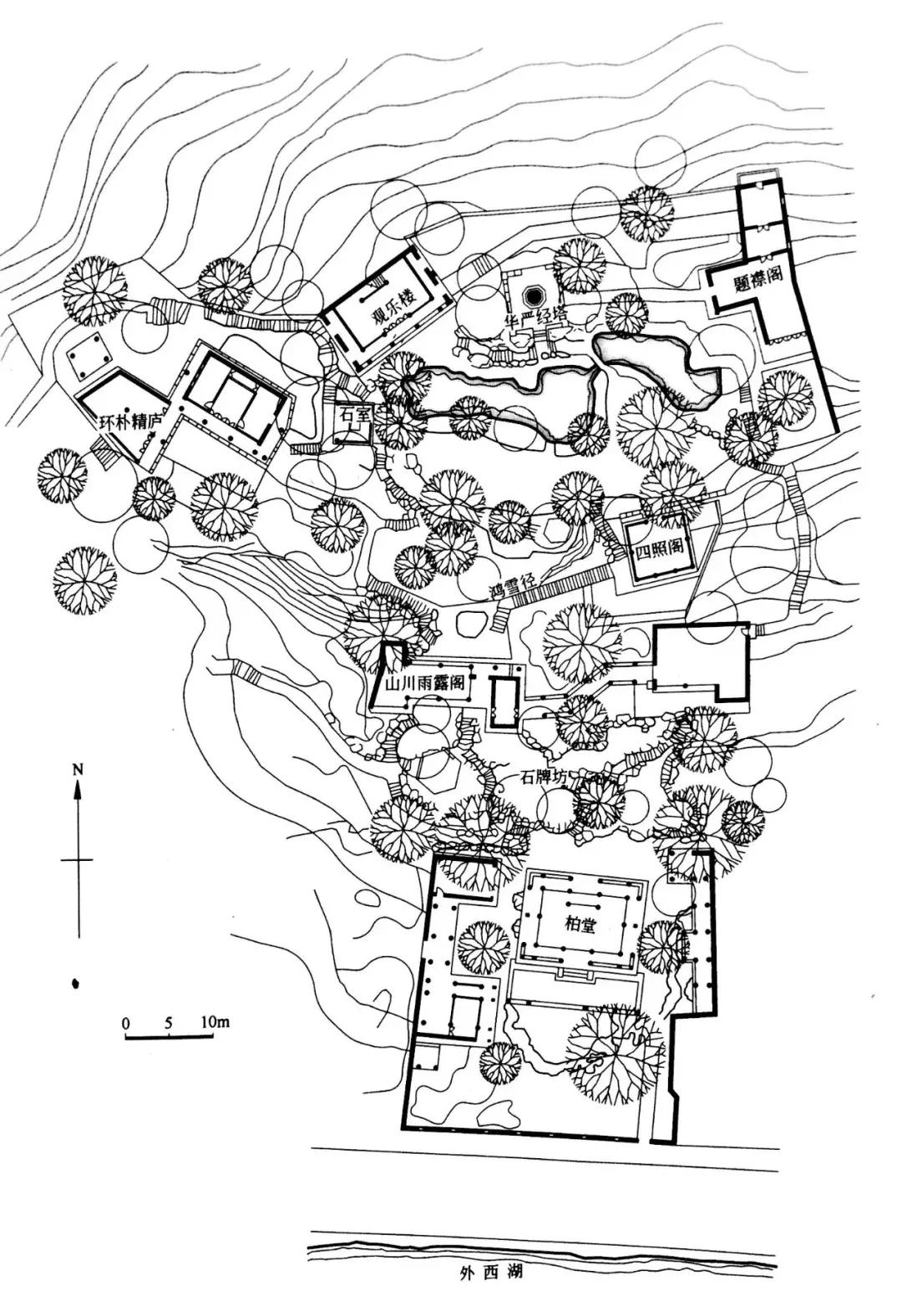 国外经典园林平面图,明清园林平面