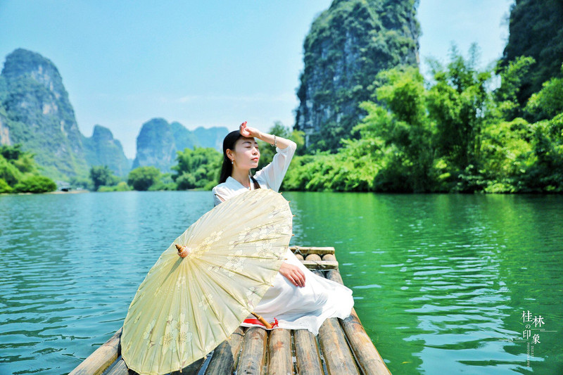 桂林阳朔遇龙河竹筏漂流,桂林阳朔遇龙河竹筏漂流路段