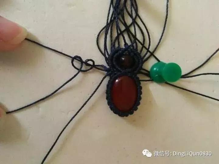 绳编宝石吊坠教程,石头吊坠穿珠子编绳教程