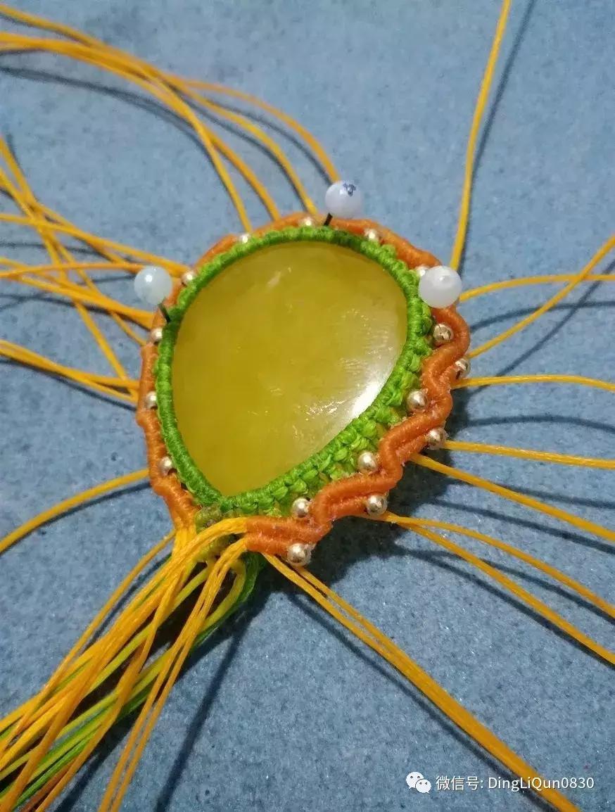 绳编宝石吊坠教程,石头吊坠穿珠子编绳教程