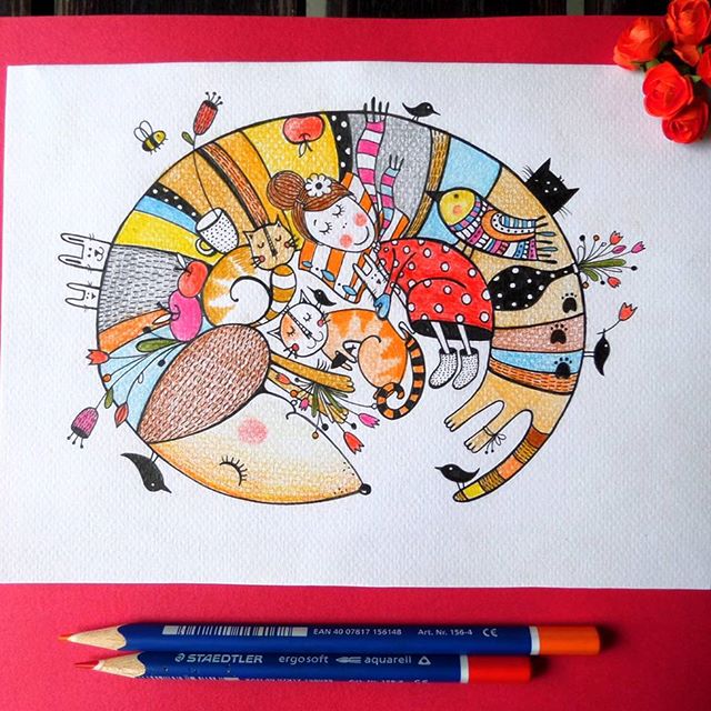 超漂亮的彩铅画,哈利波特彩铅手绘简单插画