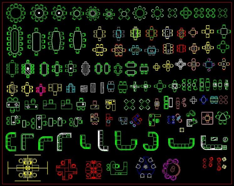 cad餐桌椅子平面图怎么画,cad家具图块