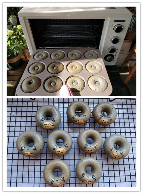 龙猫甜甜圈面包,柏翠5040烤箱