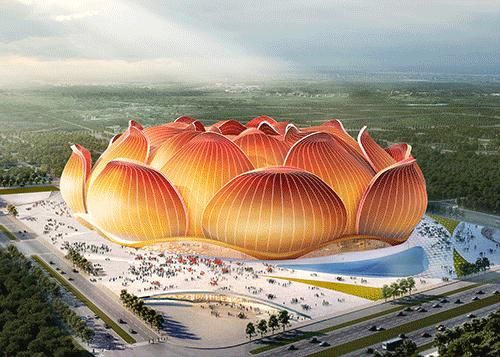 恒大足球场最美荷花视频,广州恒大荷花足球场效果图