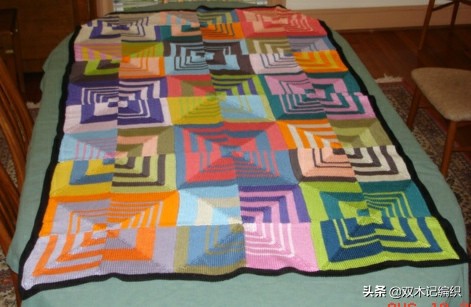 棒针编织漂亮的方块毯子,编织毯子棒针花样左右交叉