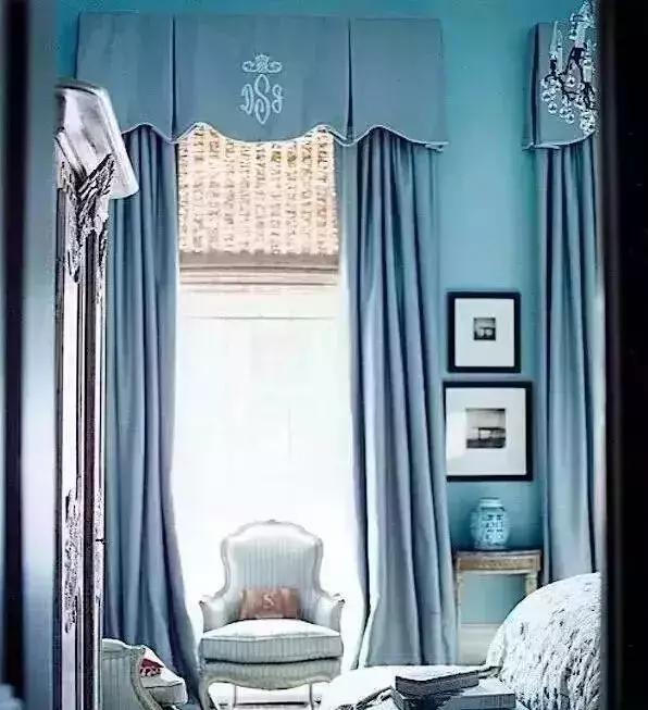 阳台窗帘加窗幔效果,千鸟格窗帘加窗幔