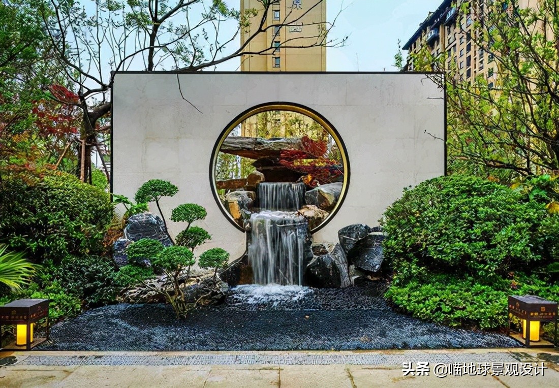 景墙圆形造型价格,简洁欧式庭院景观墙设计