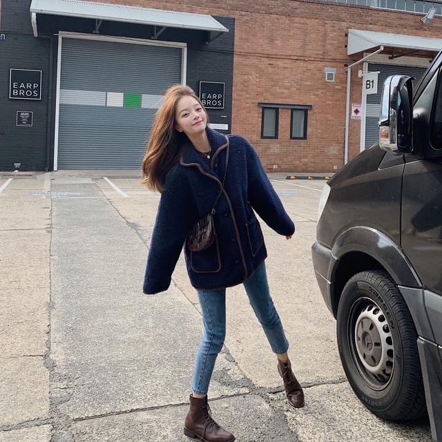 70后洋气羊羔毛外套,洋气羊羔毛外套