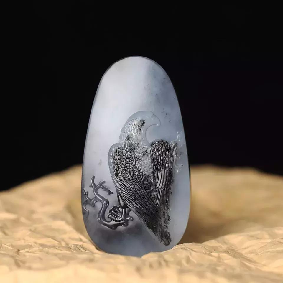 水墨意境和田玉青花籽料原石欣赏,银沙青花墨玉