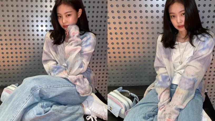 jennie小香风蝴蝶结,jennie同款紫色小香风搭配