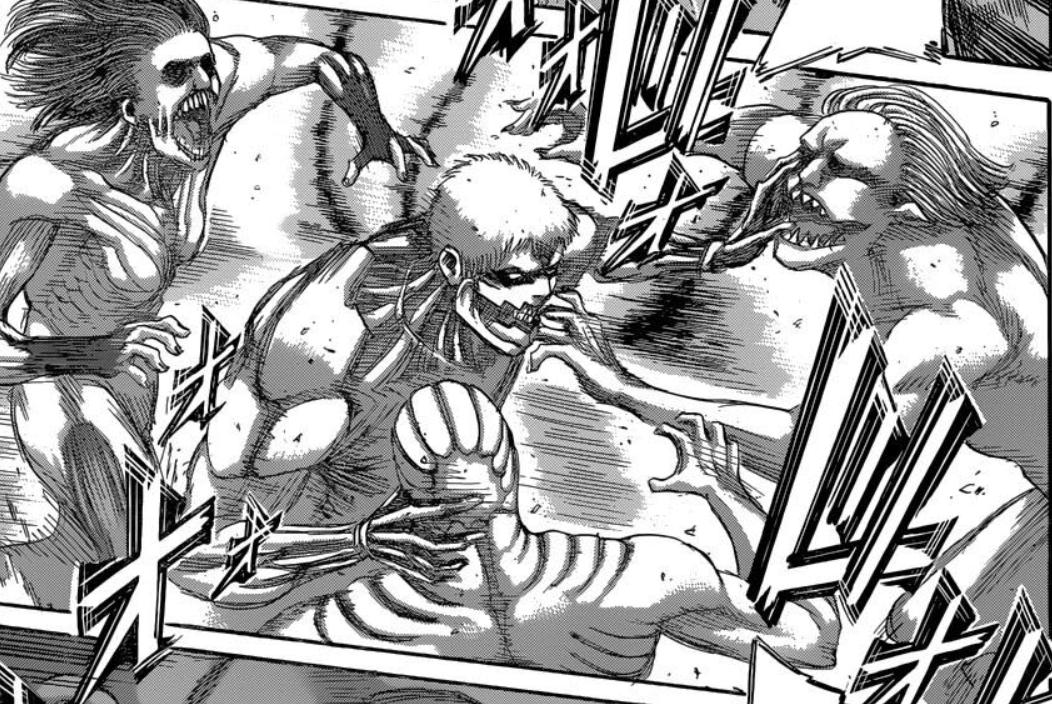 进击的巨人135话，历代九大巨人登场，三笠开启战神模式