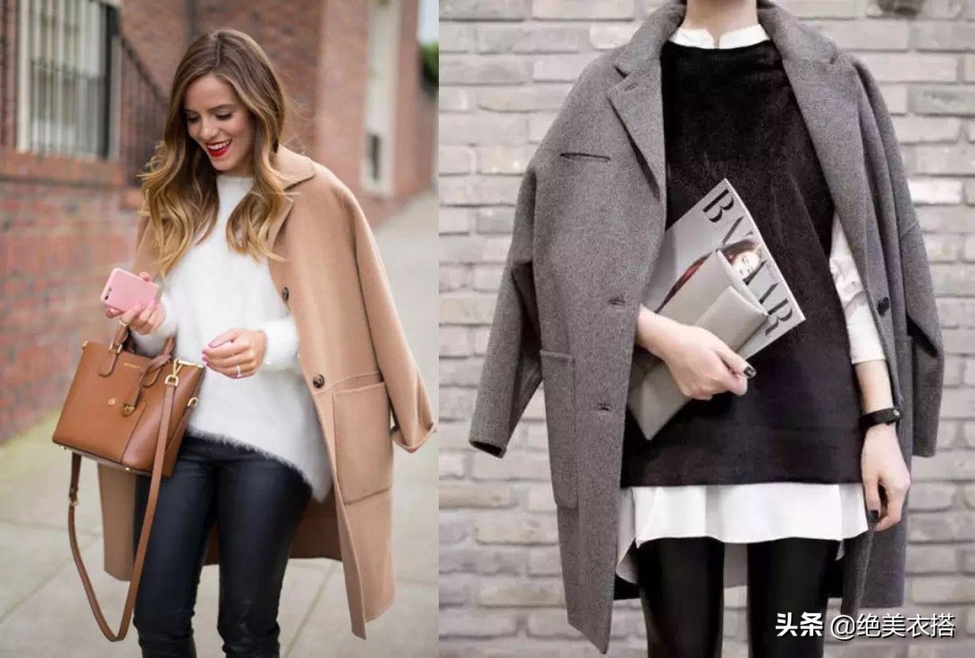 双面羊绒大衣极简轻奢风早秋穿搭,黑色羊绒大衣中长款外套穿搭