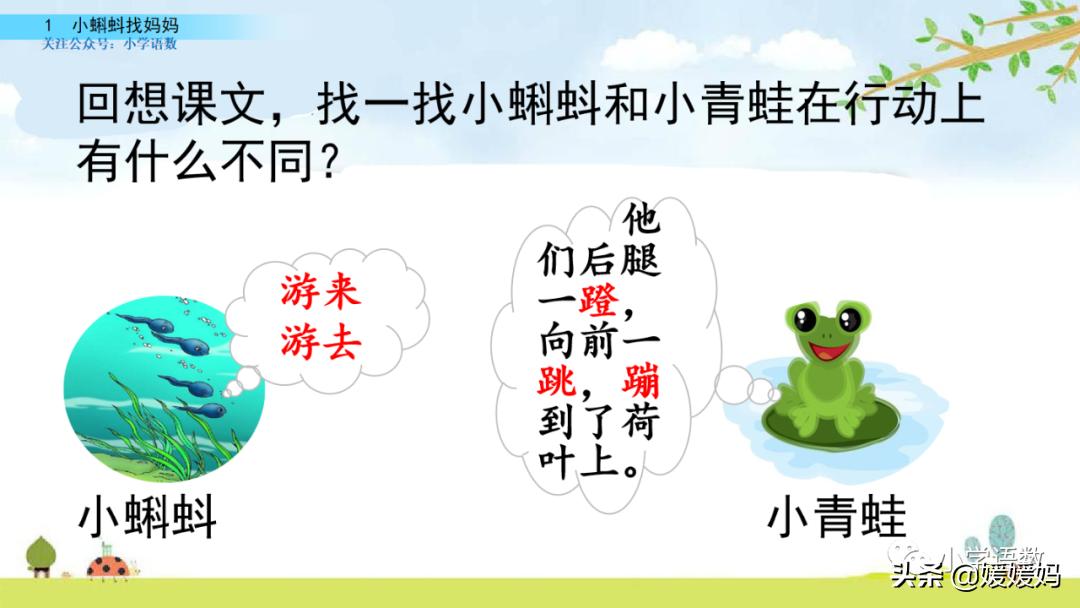 二年级上册小蝌蚪找妈妈听写词语,朗读二年级上册语文小蝌蚪找妈妈
