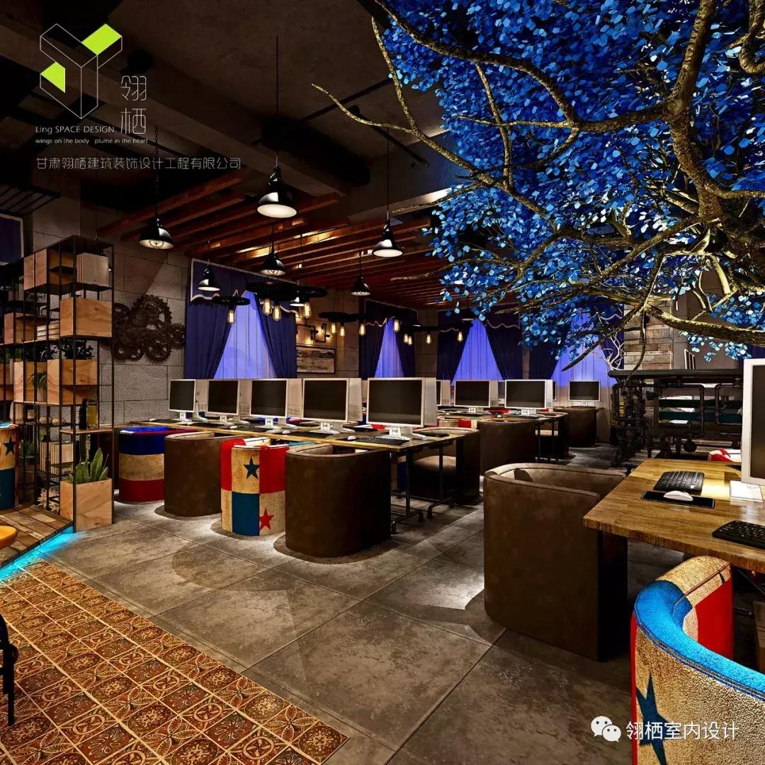 网咖设计方案和技巧,便宜又大气的网咖装修效果图