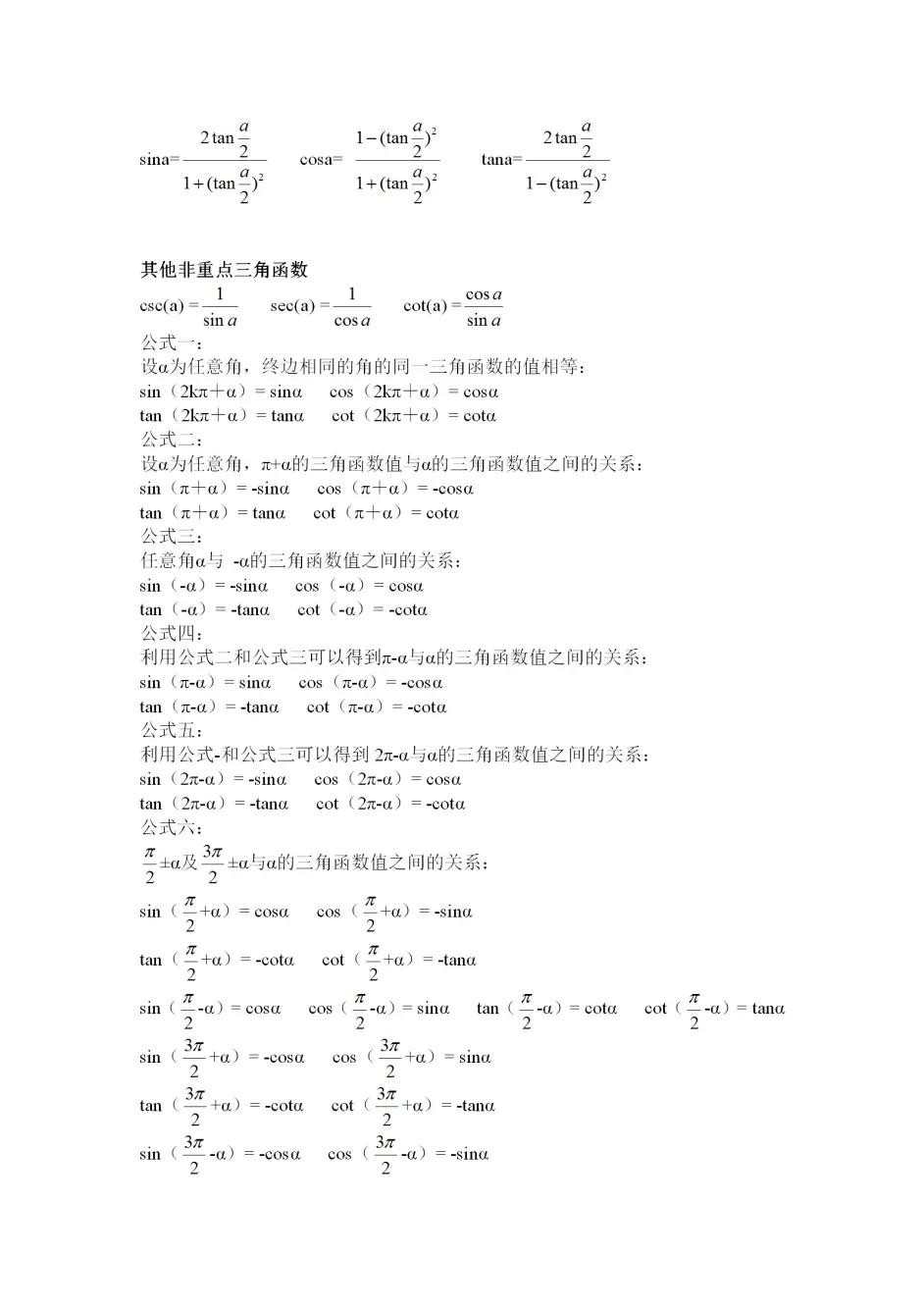 高中数学和差化积三角函数公式,高中数学上三角函数的万能公式是
