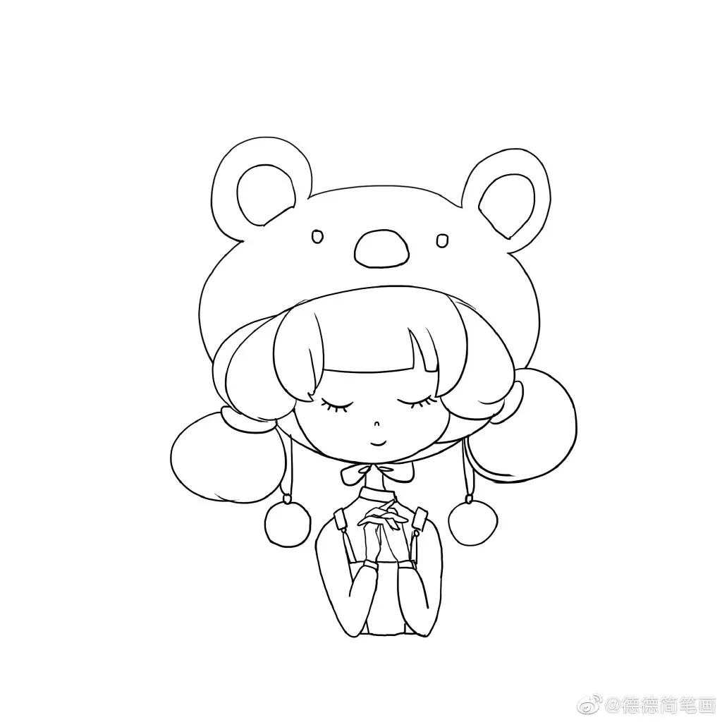 简单清新花卉的简笔画图片大全,唐老鸭简笔画可爱清新小女孩