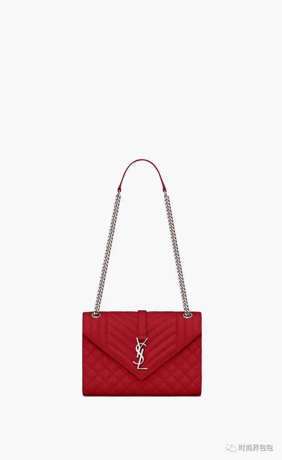 圣罗兰ysl鳄鱼压纹日落链条包,ysl圣罗兰鱼子酱玫红色链条包