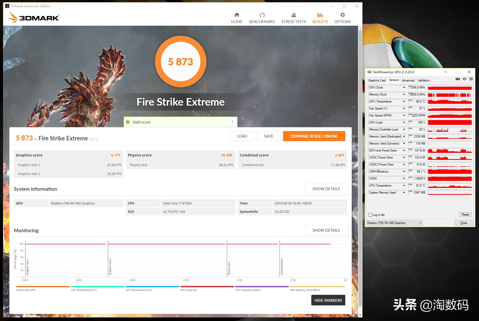 89°C警告：高温燥热一脉相承的AMD涡*公轮**版RX4808GB显示卡
