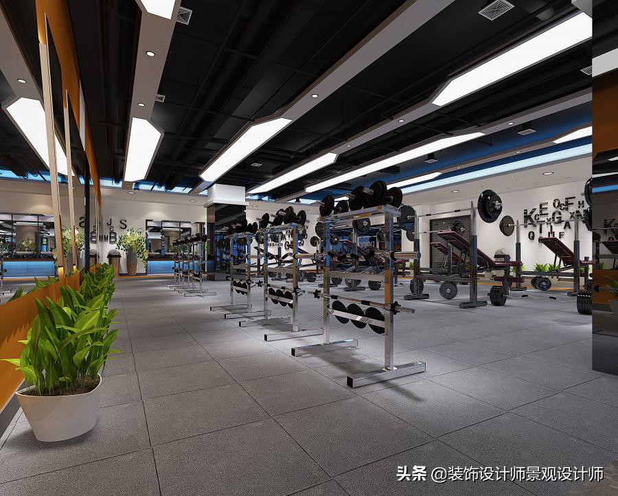公司健身房设计效果图,书房健身房二合一设计效果图