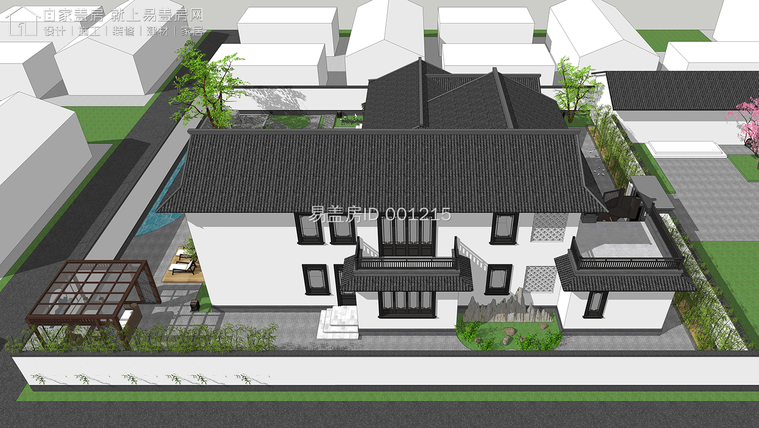 带地下室的二层农村小院别墅,简单大气带庭院的二层乡下房屋