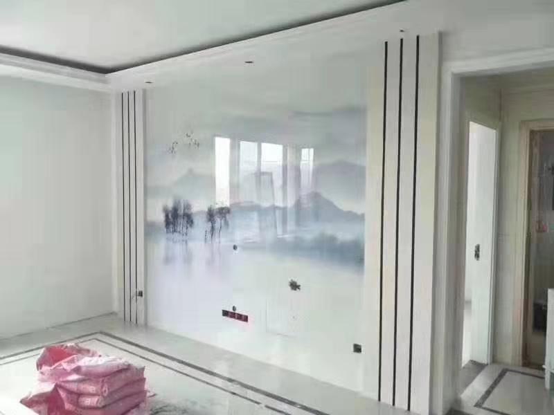 金属线造型电视背景墙,隐形门背景墙加金属线效果