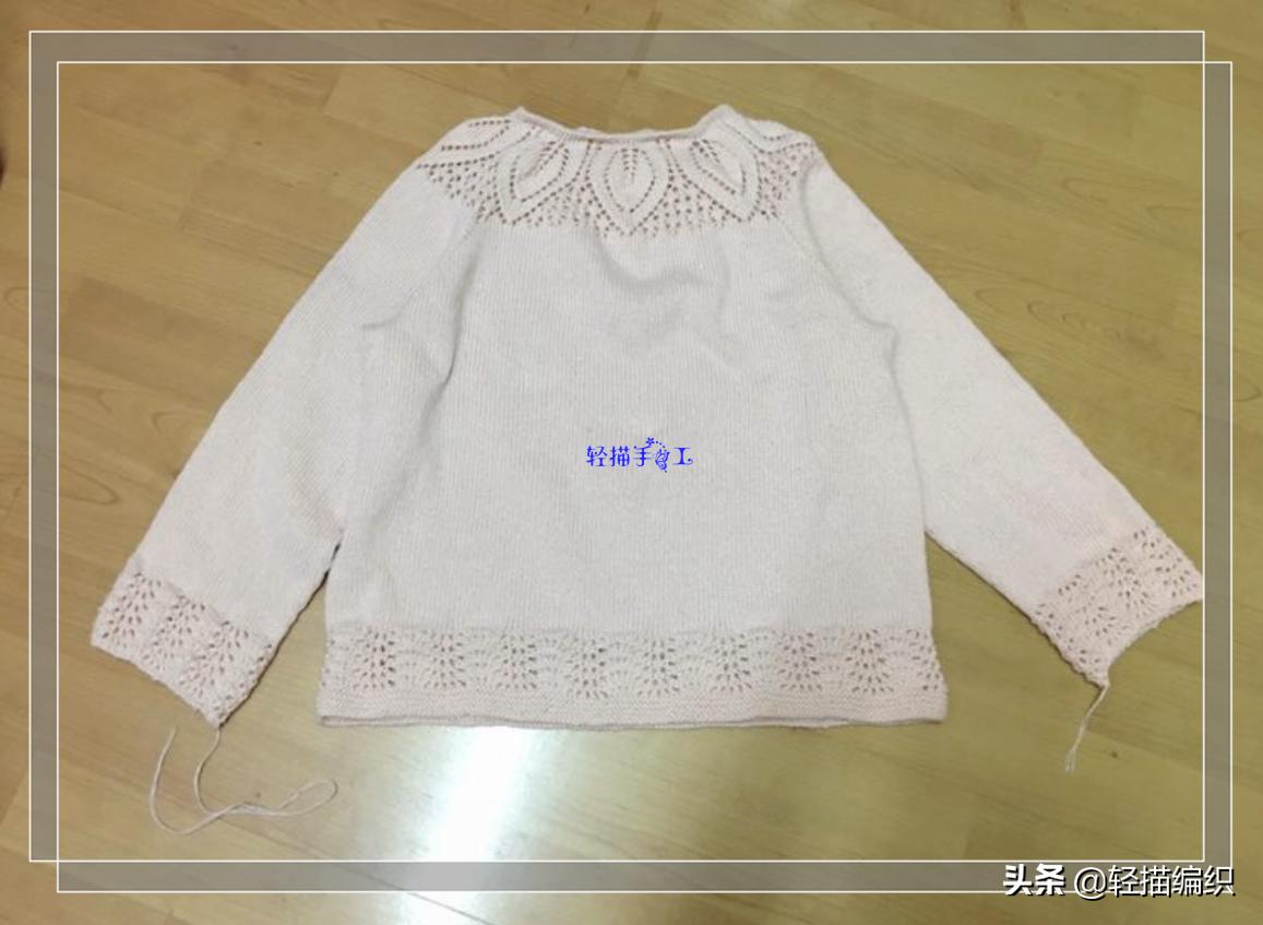 儿童荷叶边套衫的叶子花编织视频,叶子花圆肩套衫袖口的编织方法