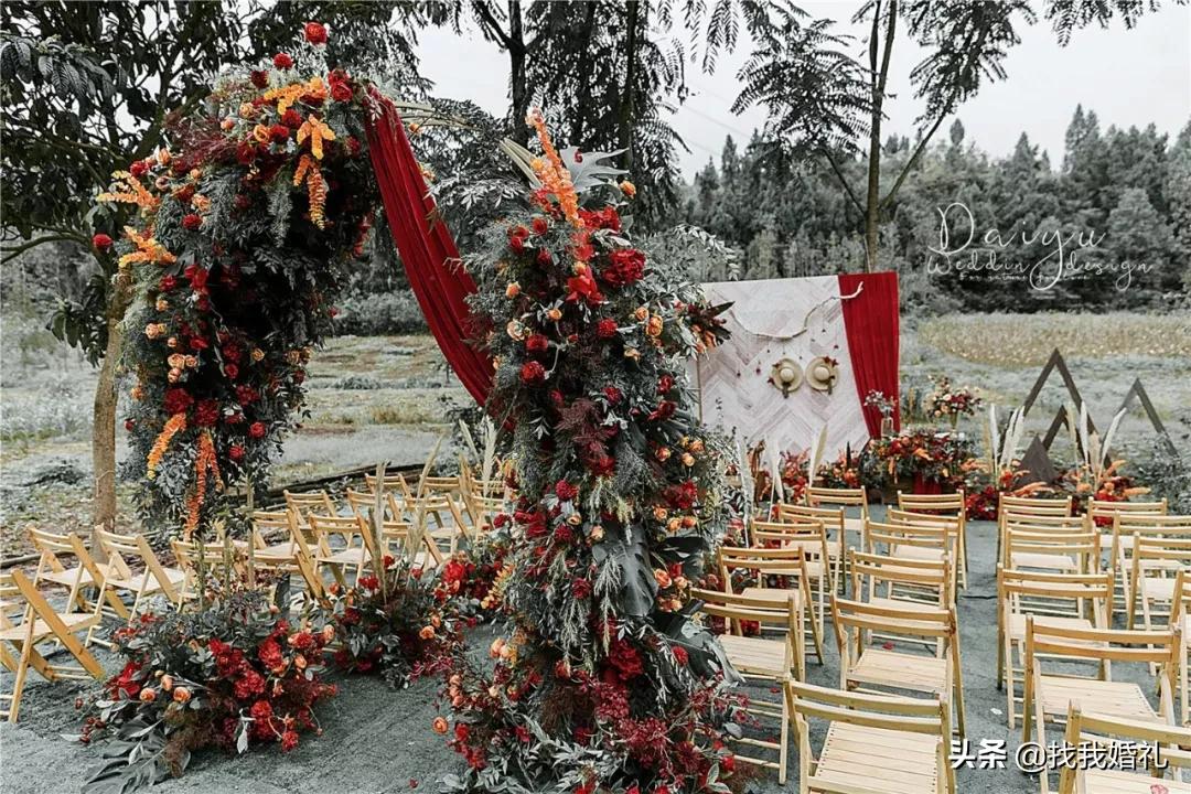 极简西式婚礼户外布置,法式复古婚礼户外效果