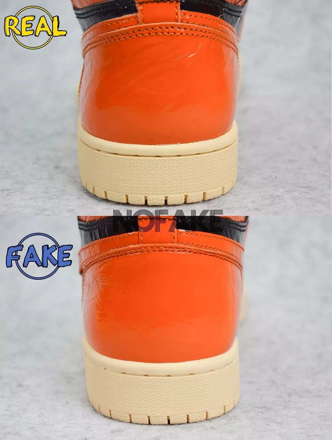 airjordan1猪油扣碎真假对比,airjordan1黑橙扣碎鉴定