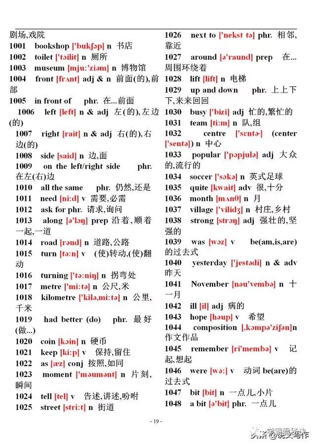 初中英语1600个单词速记表附音标,高一英语单词表音标